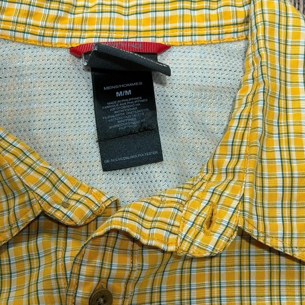 The North Face‎ Button Up Shirt Mens Medium Yellow Plaid Short Sleeve Hiking